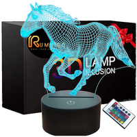 Magiczna Lampka Nocna 3D KOŃ od Rumbigo | Sterowana Pilotem Iluzja LED dla Dzieci