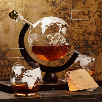 ZESTAW DO WHISKY KARAFKA GLOBUS szklanki dozownik prezent na urodziny imieniny