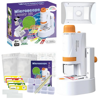 MIKROSKOP DLA DZIECI Zestaw Naukowy LED 120x PREPARATY Edukacyjny PREZENT 6+