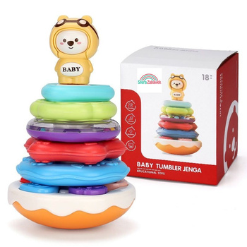 Piramidka wieża interaktywna grzechotka nauka kształtów kolorów sorter