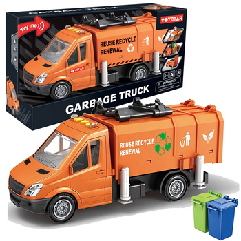 Auto śmieciarka ciężarówka z podnoszonym śmietnikiem światło dzwięk samochód  pojazdy dla dzieci prezent dla dzieci chłopcy 3 4 5 6 7 8 lat
