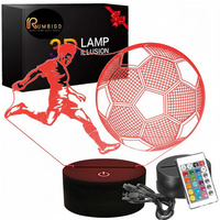 Lampka Nocna 3D LED PIŁKARZ PIŁKA NOŻNA Prezent dla Chłopca PILOT Rumbigo