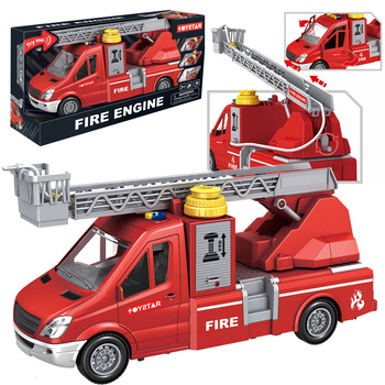 Duża straż pożarna samochód  psika wodą światło auto wóz strażacki straż pożarna światła dźwięki