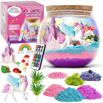 Zestaw Kreatywny TERRARIUM Jednorożec w Słoiku LAMPKA Nocna LED RGB + PILOT