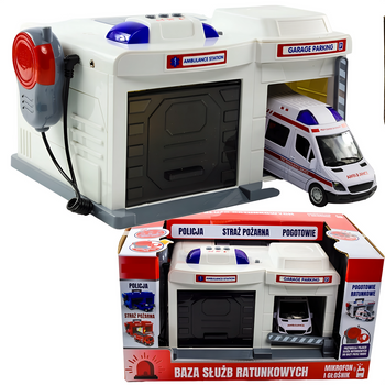 Interaktywna Baza Pogotowia z Karetką i Walkie-Talkie – Garaż Ratunkowy