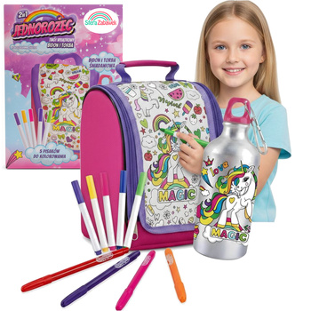 Torebka plecak Bidon do malowania 2w1  Jednorożec PISAKI ZESTAW KREATYWNY