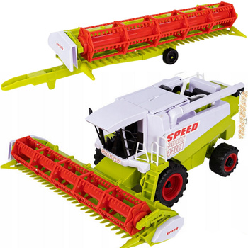 Duży kombajn zbożowy z napędem ruchome elementy ogromny harvester traktor maszyna rolnicza