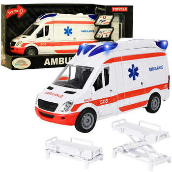 Auto karetka pogotowia ambulans efekty gra światło nosze otwierane drzwi