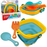 zestaw do piasku miekkie wiaderko silikonowe składany ogrodowy grabki łopatka